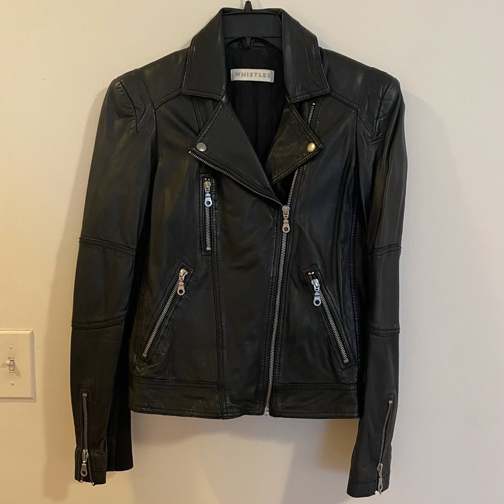 WHISTLES REAL LEATHER MOTO JACKET